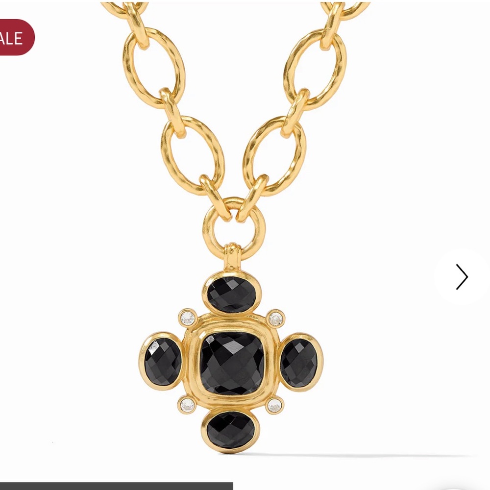 NWT!! Julie Vos Tudor Statement Necklace in Obsidian Black